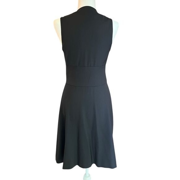 Theory Tie Front Kenza Dress Sleeveless Black Pleated V Neck A Line Womens 6 - Picture 2 of 6